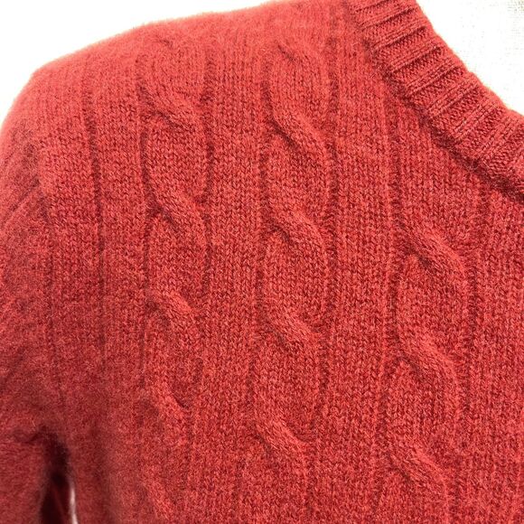 TJX Europe Men’s 100% Cashmere Sweater Small Medium Large Burnt Orange Cable - Picture 2 of 8